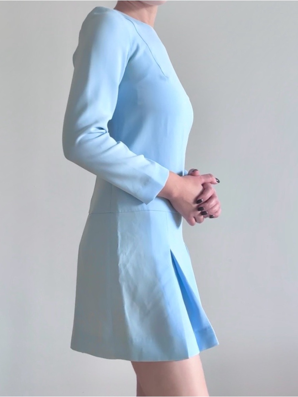 & Other Stories Powder Blue Mini Dress with Long Sleeves